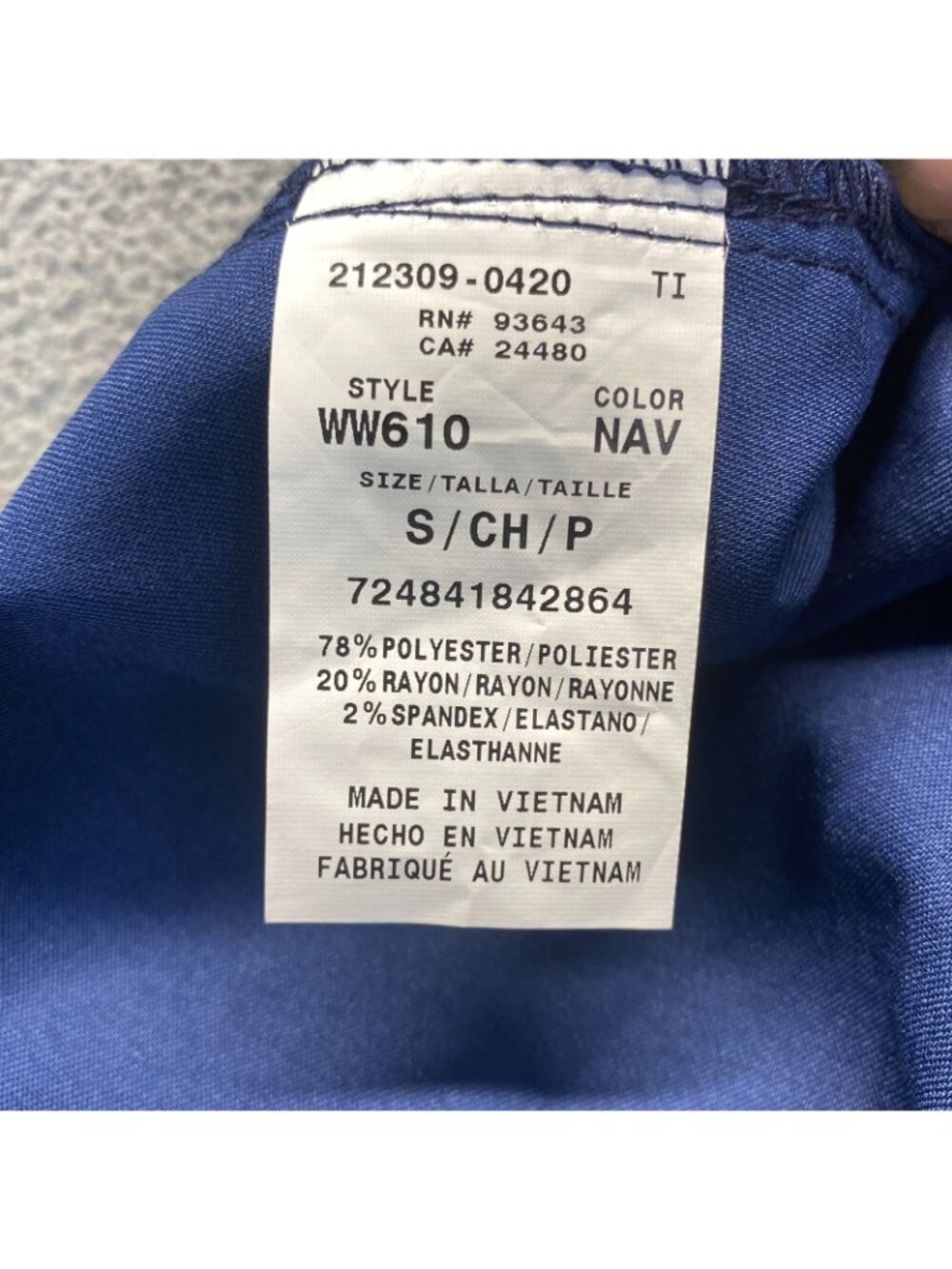 Cherokee Workwear Revolution Women's Mock Wrap Scrub WW610 Size Small Navy - Picture 7 of 10